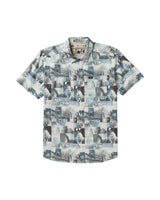 RVCA Kauai Block Print Collage Button Up Shirt Light Blue Men's Short Sleeve Button Up Shirts RVCA 