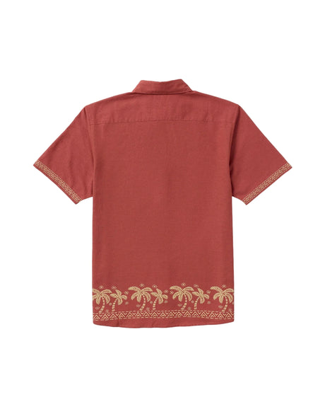 RVCA Talum Short Sleeve Button Up Shirt Dusty Red Men's Short Sleeve Button Up Shirts RVCA 