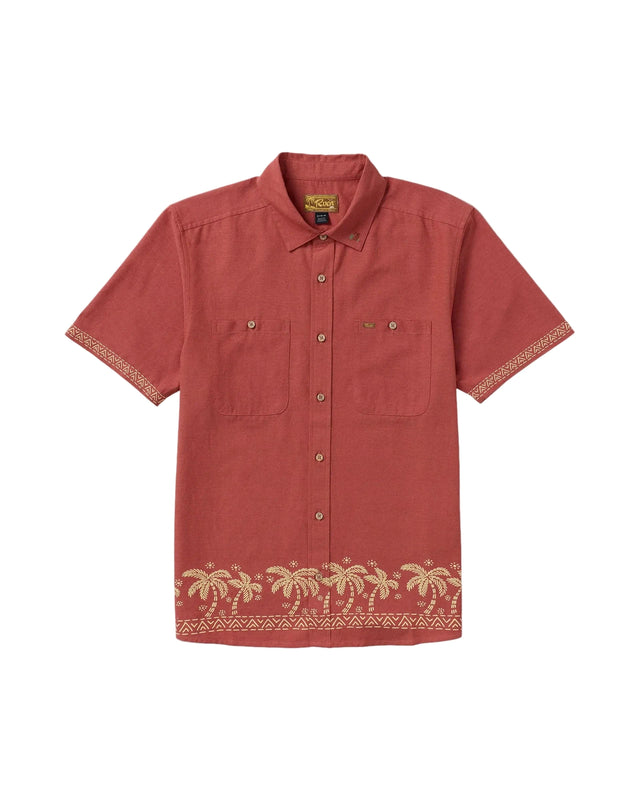 RVCA Talum Short Sleeve Button Up Shirt Dusty Red Men's Short Sleeve Button Up Shirts RVCA 
