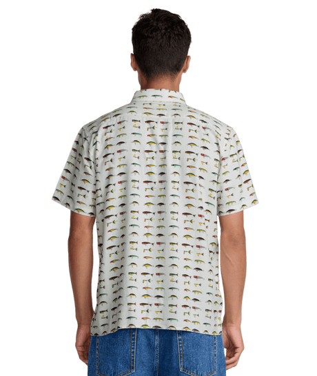 RVCA Tackle Shop Short Sleeve Button Up Wheat Men's Short Sleeve Button Up Shirts RVCA 