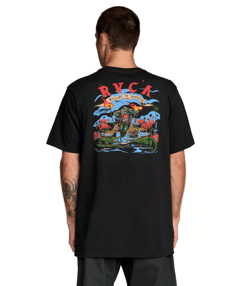 RVCA Welcome To RVCA T-Shirt Pirate Black Men's Short Sleeve T-Shirts RVCA 