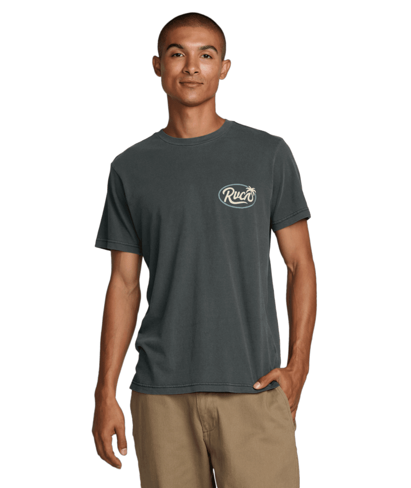 RVCA Frond Script T-Shirt Pirate Black Men's Short Sleeve T-Shirts RVCA 