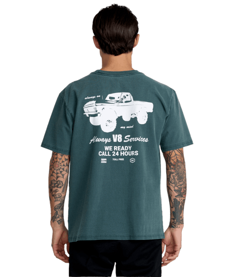 RVCA V8 T-Shirt Hunter Green Men's Short Sleeve T-Shirts RVCA 