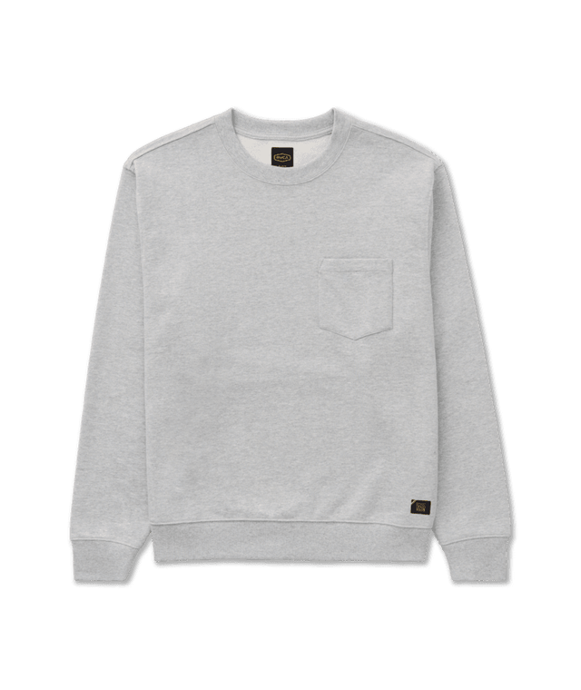 RVCA Dayshift Pocket Crew Sweatshirt Heather Grey Men's Crewnecks RVCA 