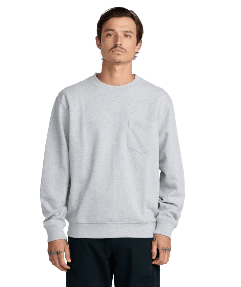 RVCA Dayshift Pocket Crew Sweatshirt Heather Grey Men's Crewnecks RVCA 