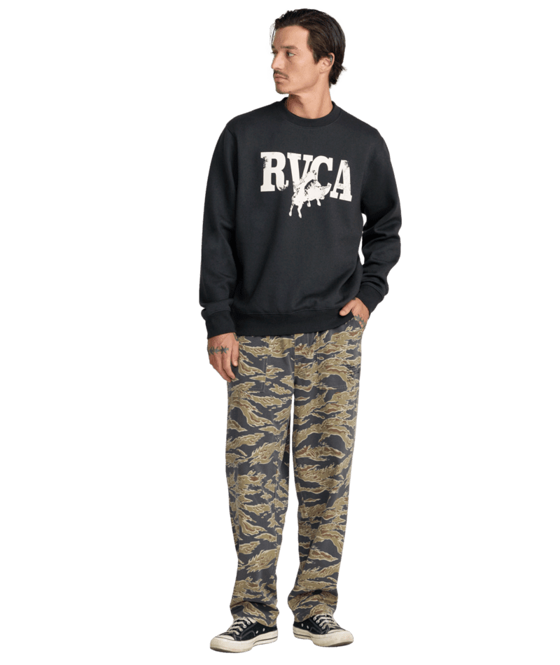 RVCA Buck Crew Sweatshirt Black Men's Crewnecks RVCA 