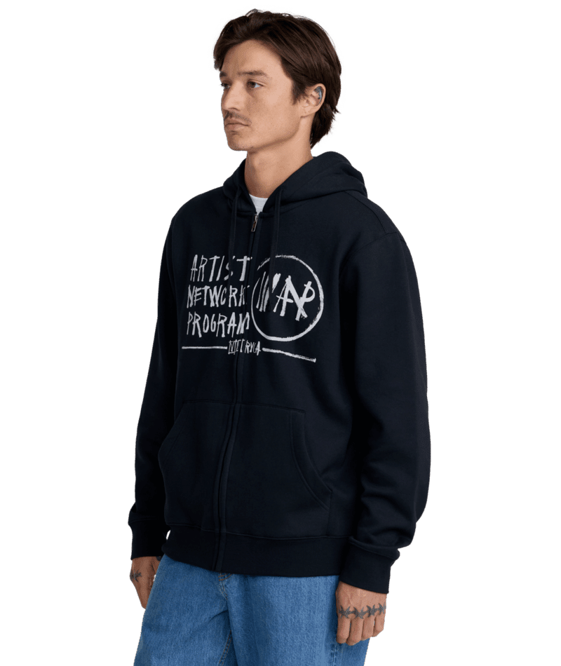 RVCA Horton ANP Zip-Up Hoodie Black Men's Zip Hoodies RVCA 
