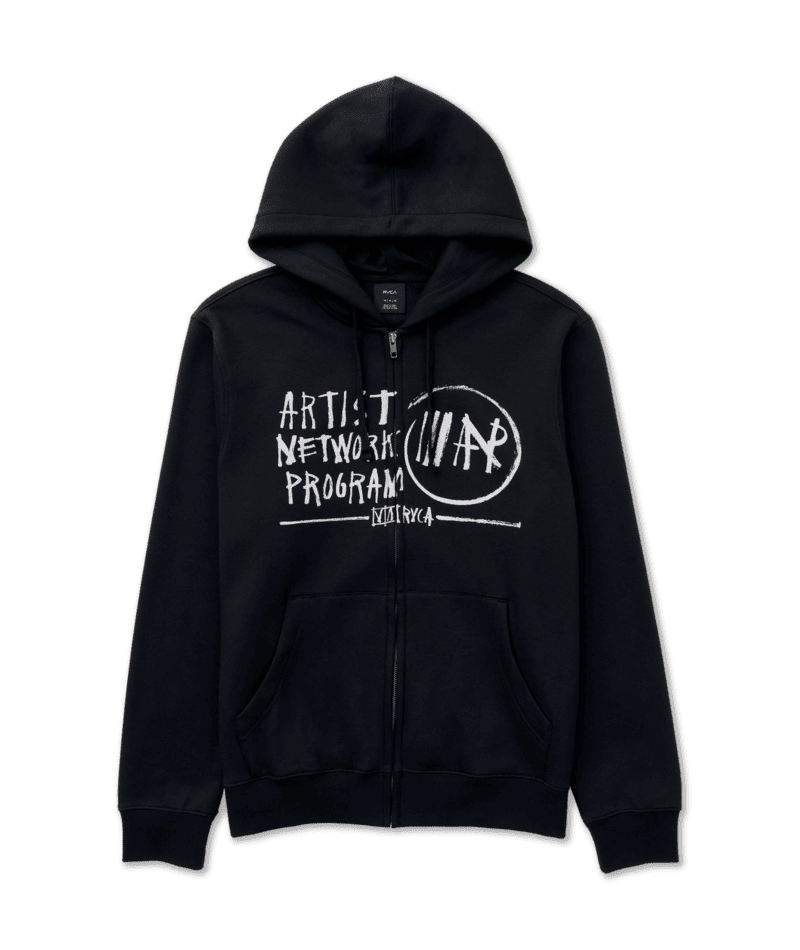 RVCA Horton ANP Zip-Up Hoodie Black Men's Zip Hoodies RVCA 