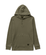 RVCA Dayshift Thermal Hooded Henley Olive Men's Long Sleeve T-Shirts RVCA 