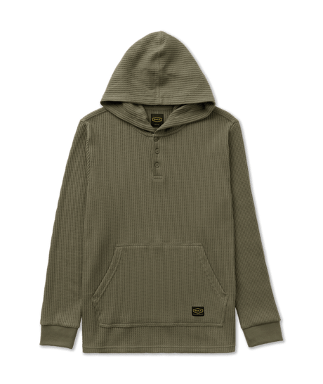 RVCA Dayshift Thermal Hooded Henley Olive Men's Long Sleeve T-Shirts RVCA 