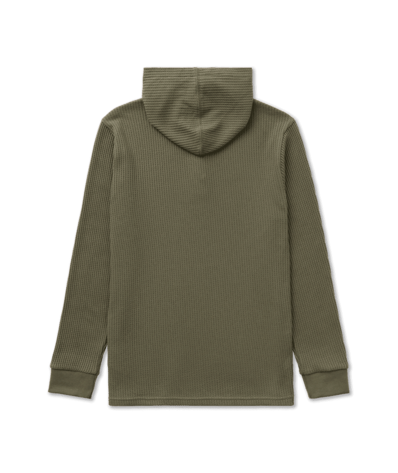 RVCA Dayshift Thermal Hooded Henley Olive Men's Long Sleeve T-Shirts RVCA 