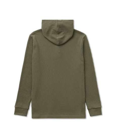 RVCA Dayshift Thermal Hooded Henley Olive Men's Long Sleeve T-Shirts RVCA 