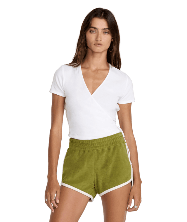 RVCA Women's Roma Wrap Top Whisper White Women's Short Sleeve T-Shirts RVCA 