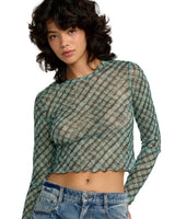 RVCA Women's River Long Sleeve Shirt Sea Green Women's Long Sleeve T-Shirts RVCA 