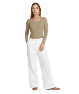 RVCA Women's Jungle Long Sleeve Scoop Neck Desert Taupe Women's Long Sleeve T-Shirts RVCA 