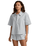 RVCA Women's Mikey Top Pirate Black Women's Flannels and Button Ups RVCA 