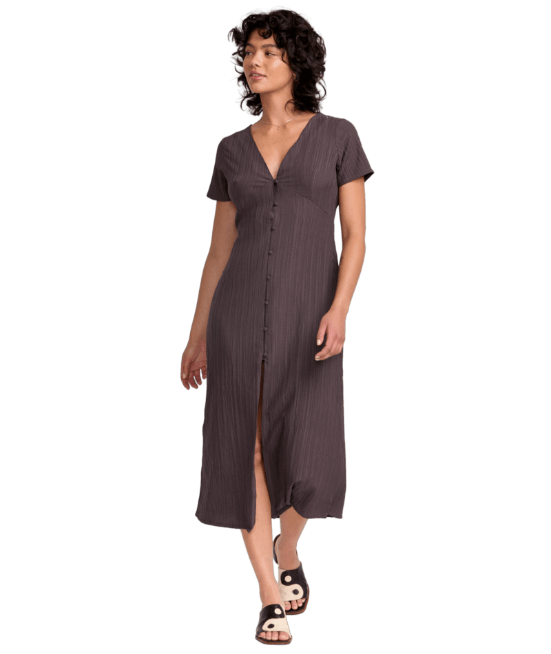 RVCA Women's Understated Midi Dress Raisin Women's Dresses RVCA 