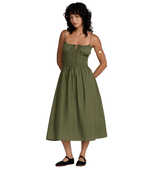 RVCA Women's Raya Midi Dress Olive Women's Dresses RVCA 