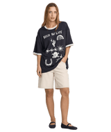 RVCA Women's Dani Miller Oversized Ringer T-Shirt Washed Black Women's Short Sleeve T-Shirts RVCA 