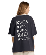 RVCA Women's Dani Miller Oversized Ringer T-Shirt Washed Black Women's Short Sleeve T-Shirts RVCA 