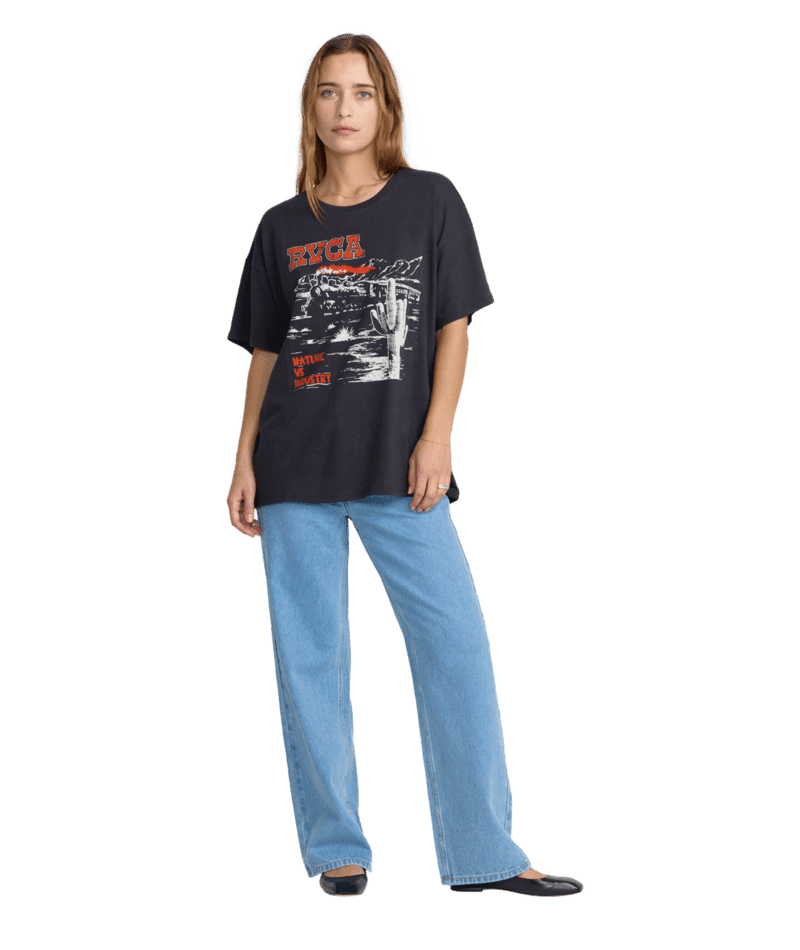 RVCA Women's Desert Sands Oversized T-Shirt Washed Black Women's Short Sleeve T-Shirts RVCA 