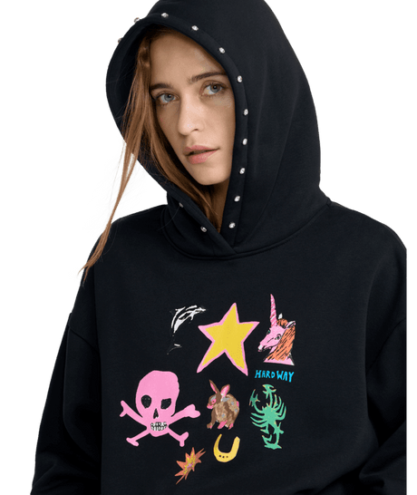 RVCA Women's Dani Miller Oversized Hoodie RVCA Black Women's Pullover Hoodies RVCA 