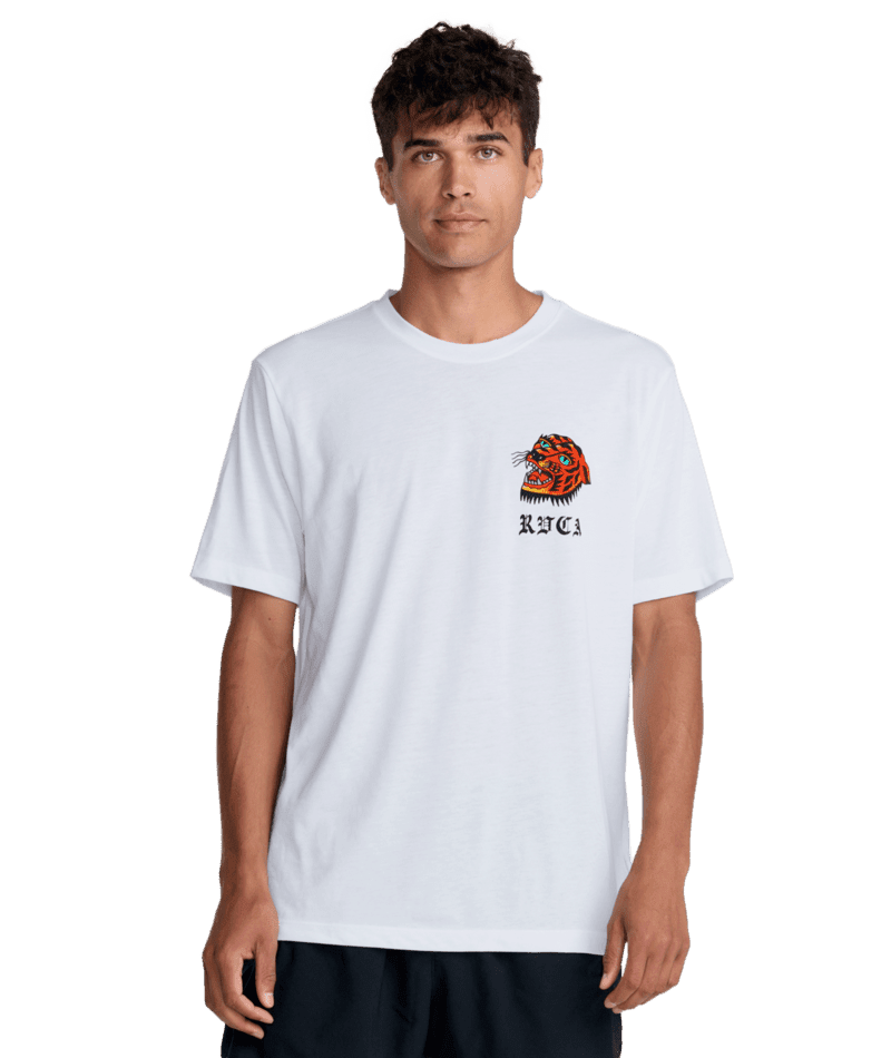RVCA Kaleb Tiger T-Shirt White Men's Short Sleeve T-Shirts RVCA 
