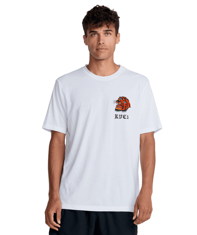 RVCA Kaleb Tiger T-Shirt White Men's Short Sleeve T-Shirts RVCA 