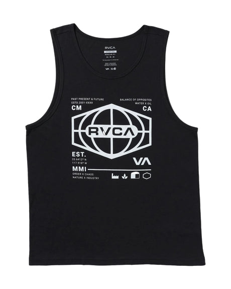 RVCA World Hex Tank Top Black Men's Tank Tops RVCA 