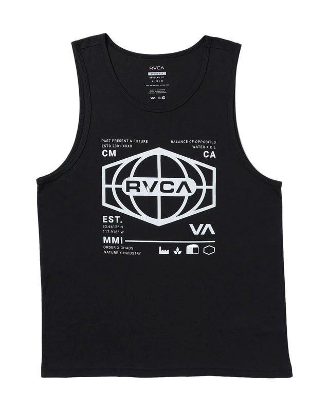 RVCA World Hex Tank Top Black Men's Tank Tops RVCA 