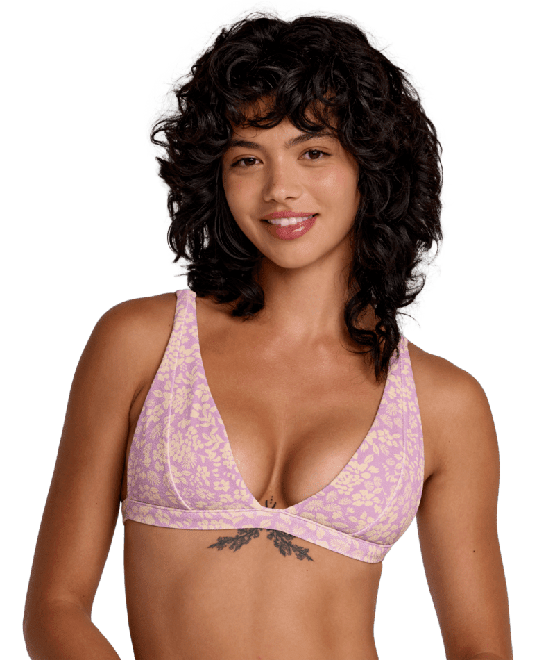 RVCA Women's Roma Fixed Tall Triangle Bikini Top Orchid Women's Bikini Tops RVCA 