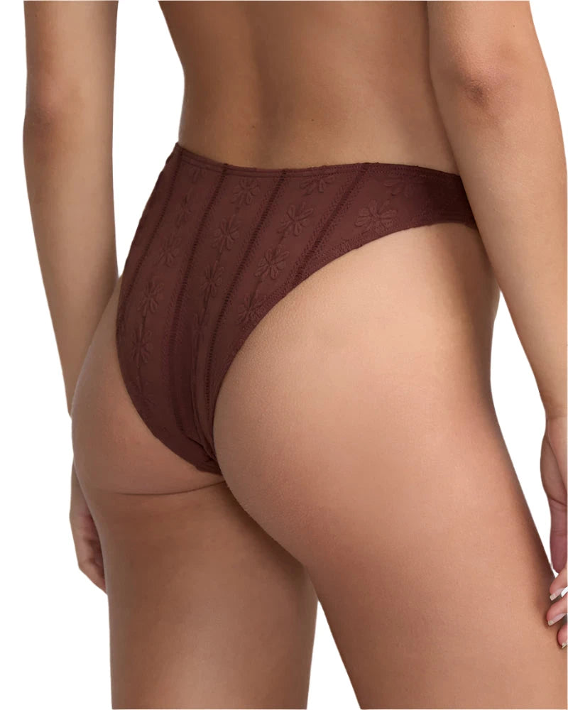 RVCA Women's Sweetness Medium French Bikini Bottom Mocha Women's Bikini Bottoms RVCA 