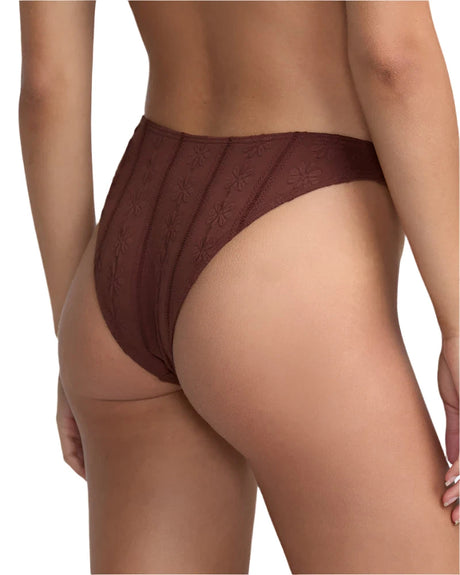 RVCA Women's Sweetness Medium French Bikini Bottom Mocha Women's Bikini Bottoms RVCA 