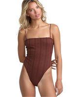 RVCA Women's Sweetness Tubular One Piece Swimsuit Mocha Women's One Pieces RVCA 