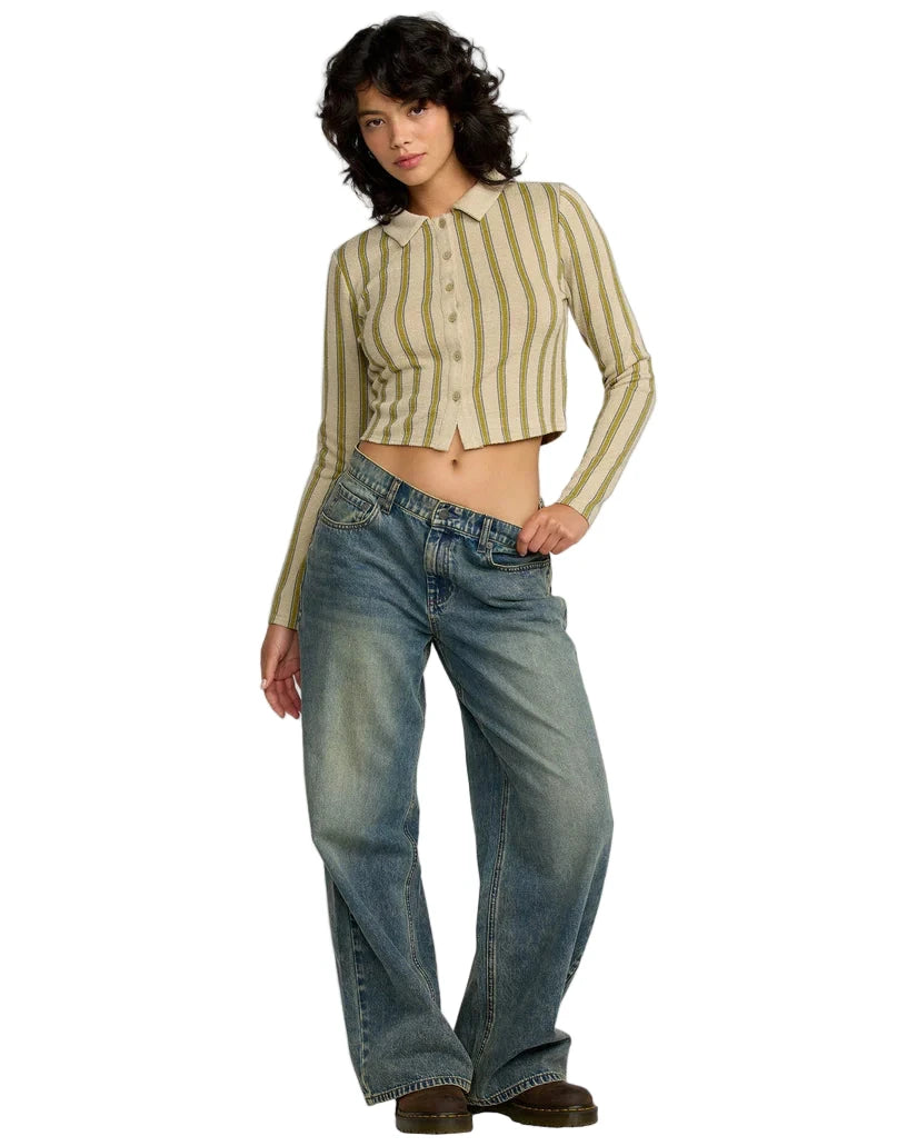 RVCA Women's Willow Long Sleeve Shirt Eucalyptus Women's Flannels and Button Ups RVCA 