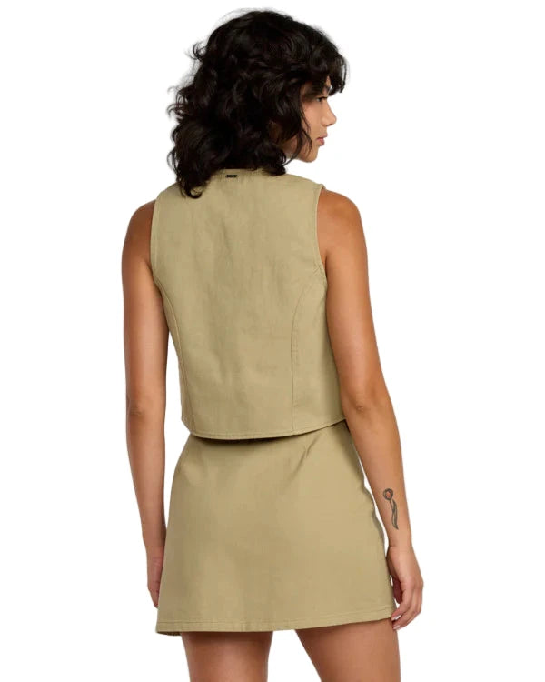 RVCA Women's Rider Utility Vest Olive Grey Women's Vests RVCA 