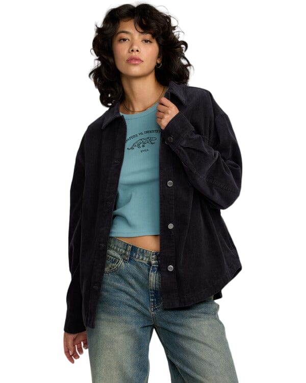 RVCA Women's Birdie Corduroy Jacket Gravel Women's Street Jackets RVCA 