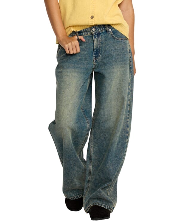 RVCA Women's Loosey Denim Pant Dusty Blue Wash Women's Pants RVCA 