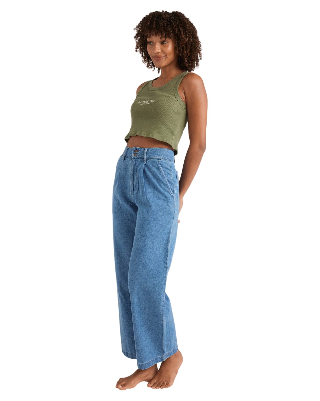 BILLSBONG Womens Wave Washed Denim Pant Sailors Bay Wash Women's Pants Billabong 