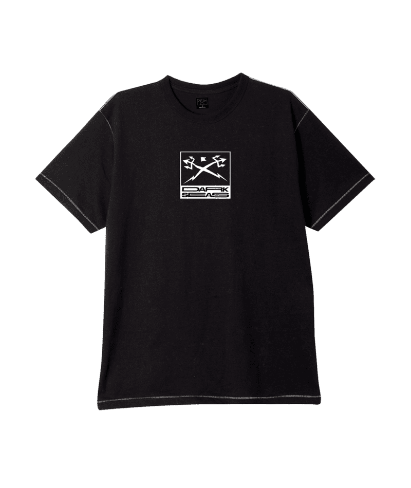 DARK SEAS Warped World Contrast Stitch T-Shirt Black Men's Short Sleeve T-Shirts Dark Seas 
