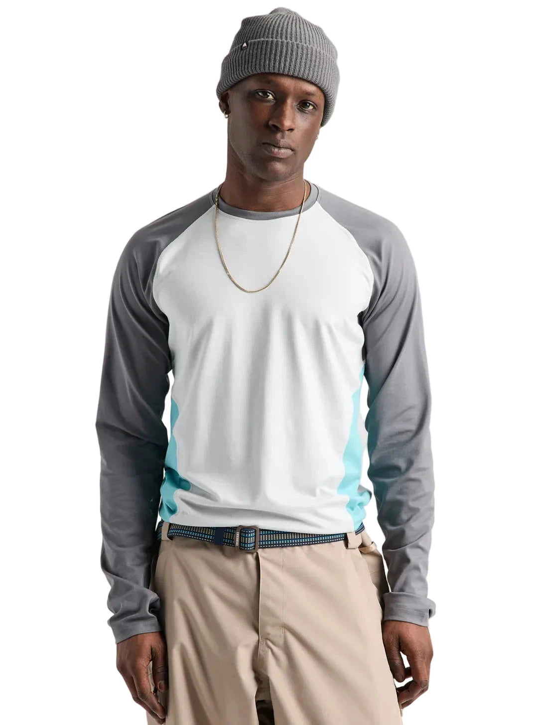 BURTON Synthetic Midweight Base Layer Crew Grey Cloud/Gotham Grey/Mineral Blue Men's Base Layers Burton 