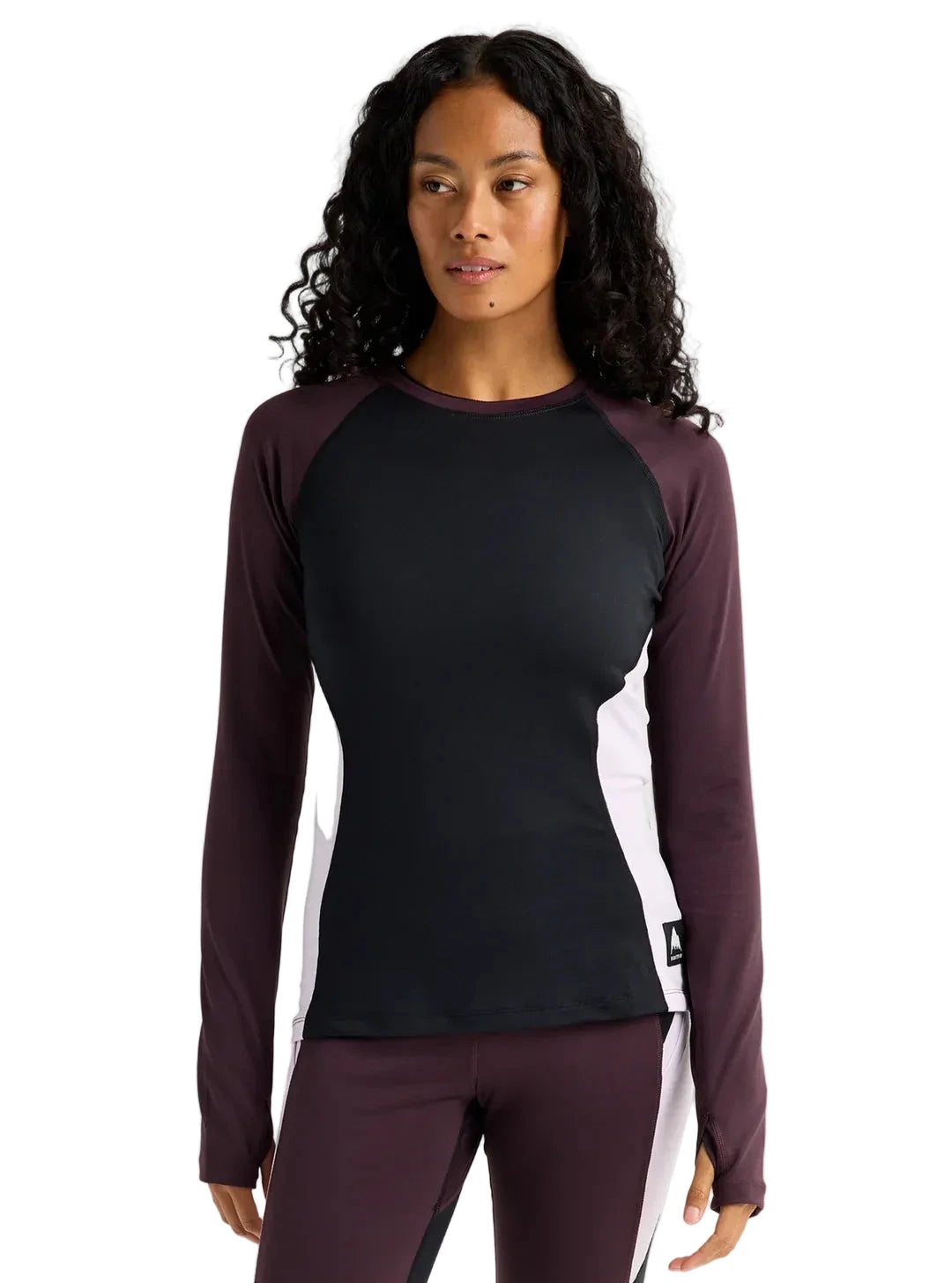 BURTON Women's Synthetic Midweight Base Layer Crew True Black/Bear Hug Brown/Moondust Purple Women's Base Layers Burton 