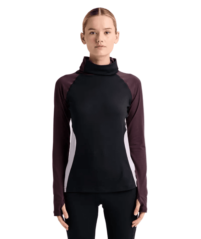 BURTON Women's Synthetic Midweight Base Layer Long Neck Top True Black/Bear Hug Brown/Moondust Purple Women's Base Layers Burton 