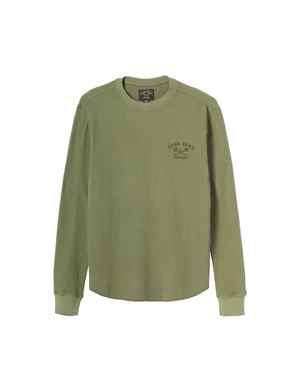 DARK SEAS Conley Waffle Knit Long Sleeve Shirt Olive Men's Long Sleeve T-Shirts Dark Seas 