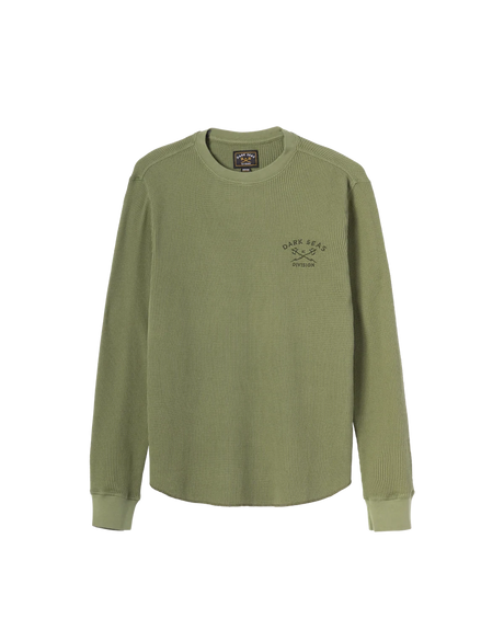 DARK SEAS Conley Waffle Knit Long Sleeve Shirt Olive Men's Long Sleeve T-Shirts Dark Seas 