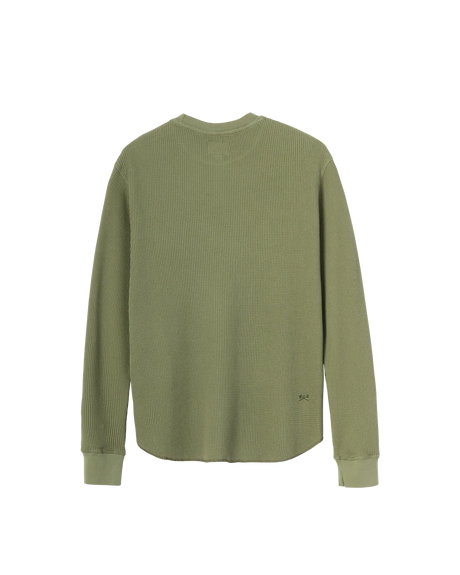 DARK SEAS Conley Waffle Knit Long Sleeve Shirt Olive Men's Long Sleeve T-Shirts Dark Seas 