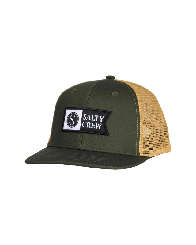 SALTY CREW Boy's Pinnacle Retro Trucker Hat Green/Gold Boy's Hats Salty Crew 