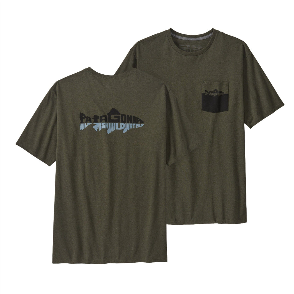 PATAGONIA Wild Waterline Pocket T-Shirt Basin Green Men's Short Sleeve T-Shirts Patagonia 