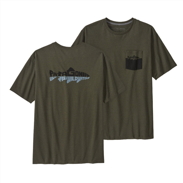PATAGONIA Wild Waterline Pocket T-Shirt Basin Green Men's Short Sleeve T-Shirts Patagonia 