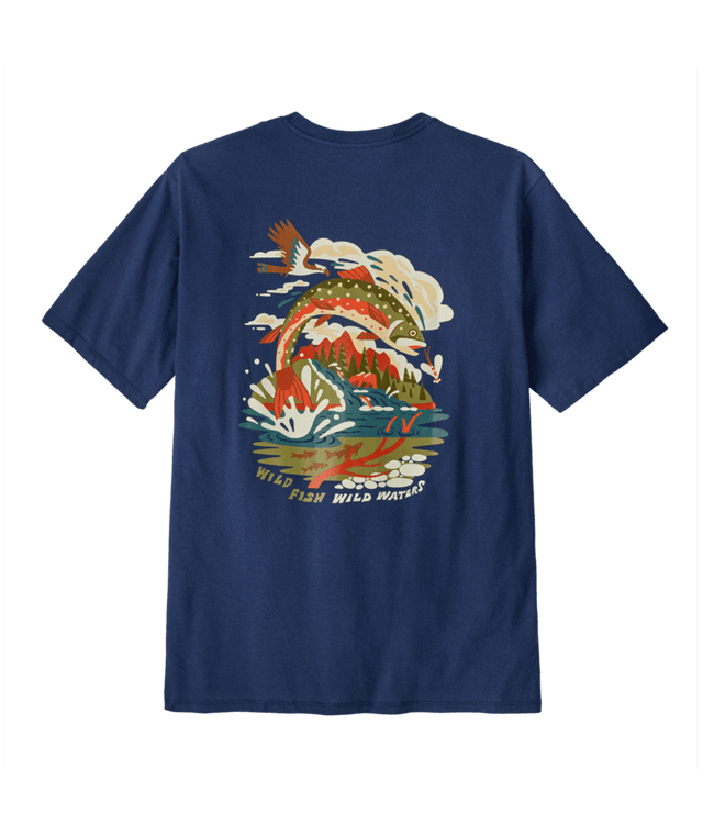 PATAGONIA Take a Stand Responsibili-Tee T-Shirt Pine Stream: Clement Blue Men's Short Sleeve T-Shirts Patagonia 